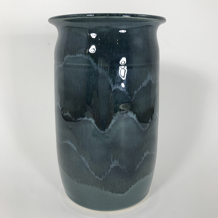 Item 686<br>Blue Glazed White Stoneware Vase, 6.5 in tall x 4.0 in wide<br><b>$45</b>