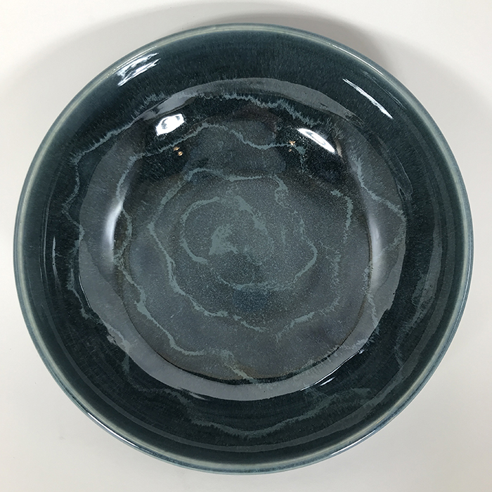 Item 689<br>Blue Glazed White Stoneware Bowl, 2.5 in tall x 8.5 in wide<br><b>Sold</b>