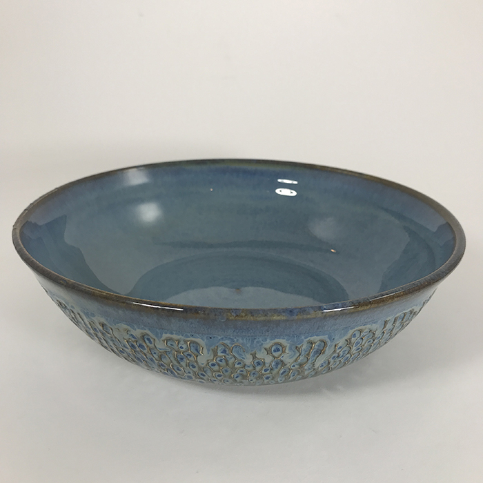 Item 703<br>Blue Glazed Textured Bowl, 2.25 in tall x 8.25 in wide<br><b>$45</b>