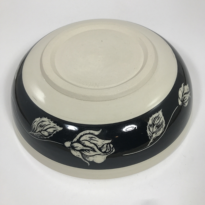 Item 652b<br>Black sgraffito bowl with roses (outside)<br><b>$140</b>