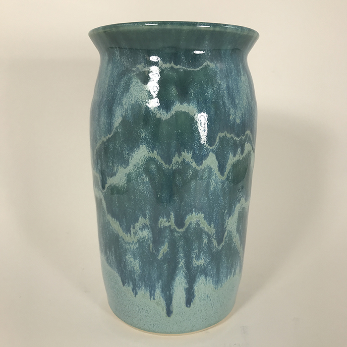 Item 687<br>Turquoise vase, 6.75 inches tall x 3.75 inches in diameter<br>