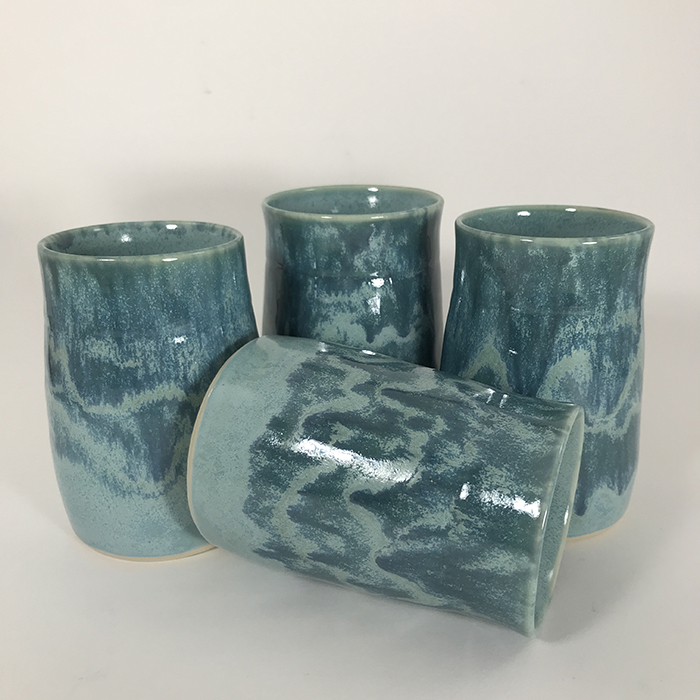 Item 688<br>Turquoise tumblers, 4.25 inches tall x 2.75 inches in diameter<br>